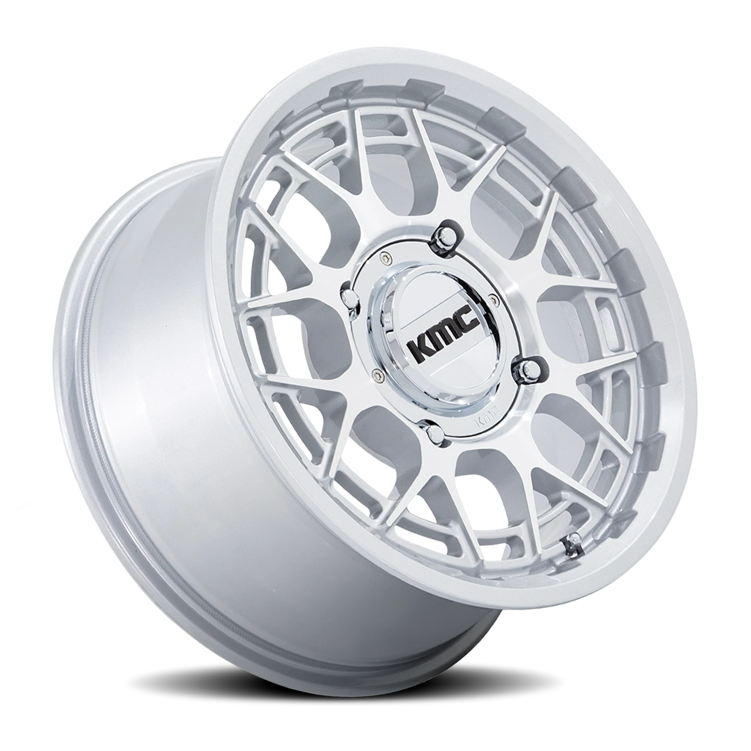 KMC Technic UTV 15x7" 4x156mm 115.1mm CB +38mm Gloss Silver Machined