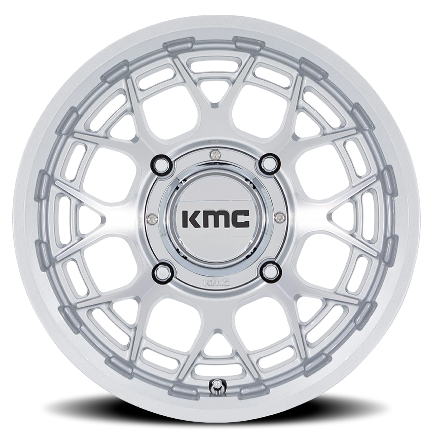 KMC Technic UTV 15x7" 4x156mm 115.1mm CB +38mm Gloss Silver Machined