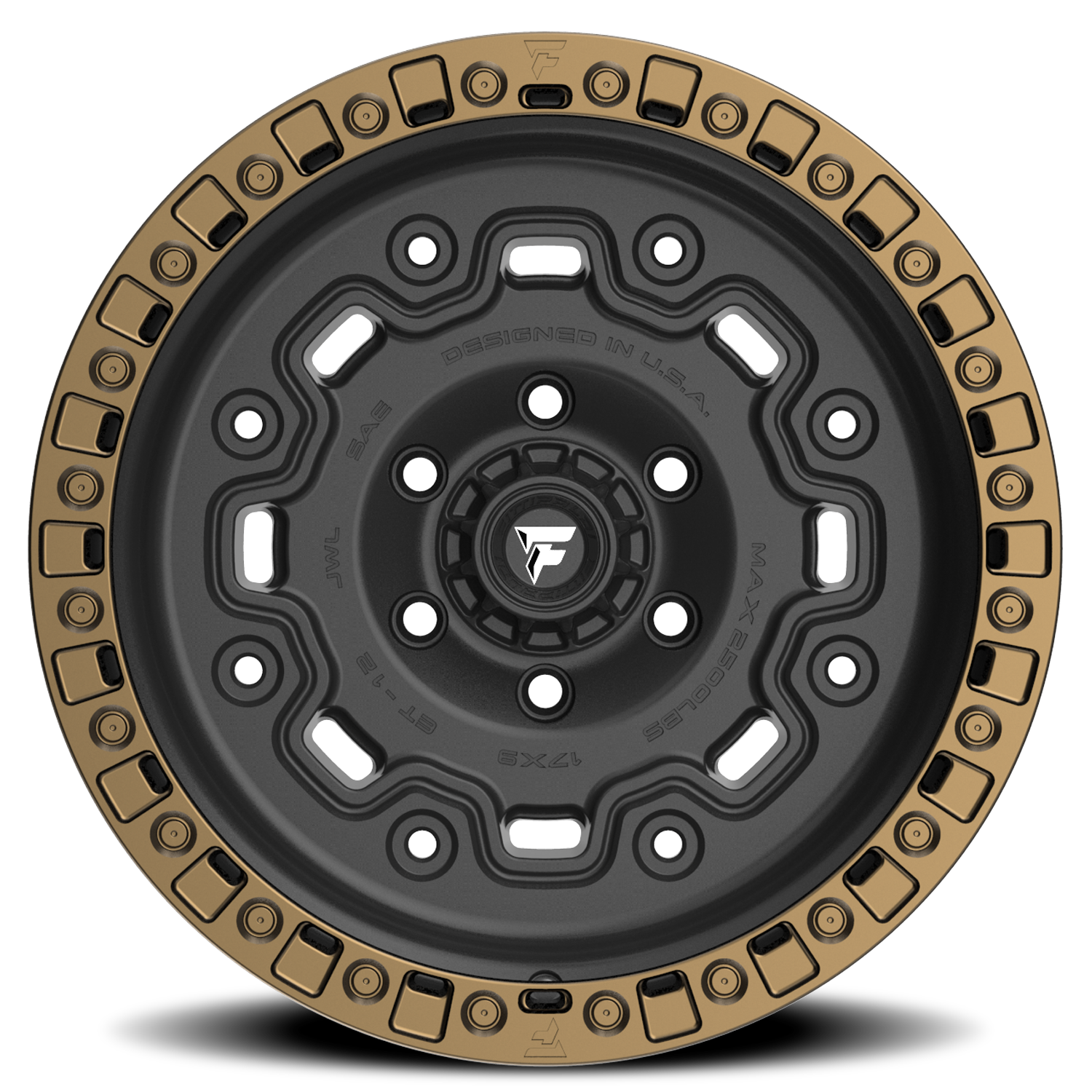 Fittipaldi Offroad Terra Series 17x9" 5x127mm 71.5mm CB -12mm Satin Black Bronze Ring