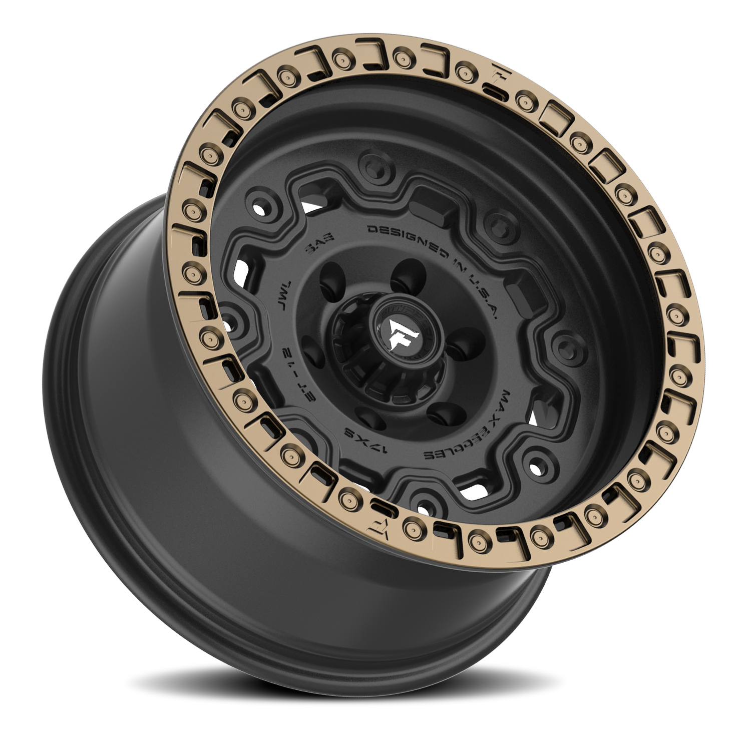 Fittipaldi Offroad Terra Series 17x9" 6x139.7mm 106.2mm CB -12mm Satin Black Bronze Ring