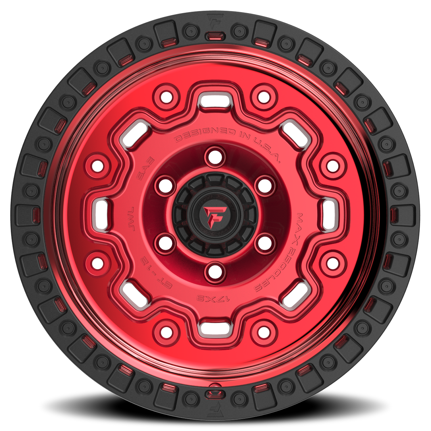 Fittipaldi Offroad Terra Series 18x9" 5x150mm 110.2mm CB +18mm Machined Red Tint Black Ring