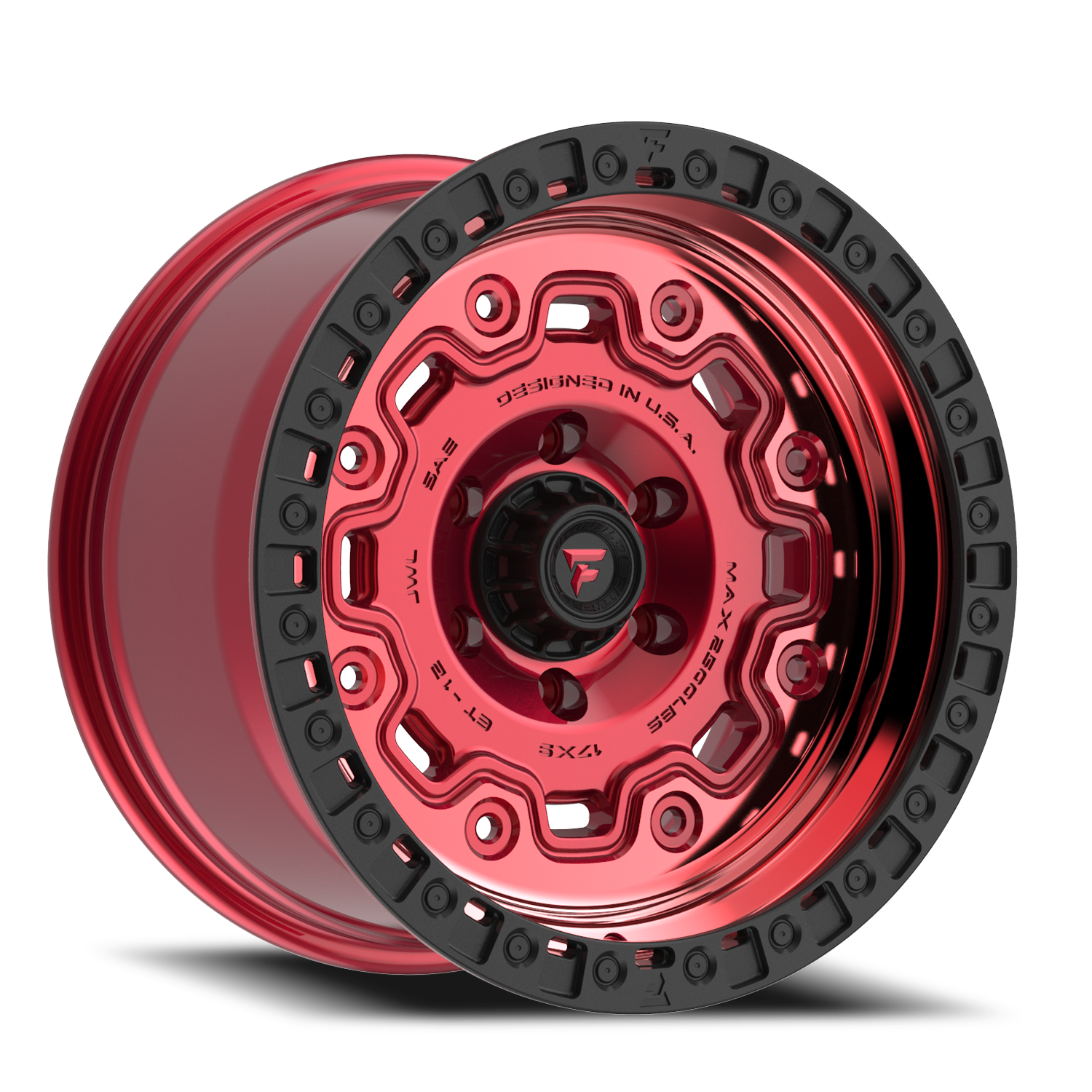 Fittipaldi Offroad Terra Series 18x9" 8x165.1mm 125.2mm CB +18mm Machined Red Tint Black Ring