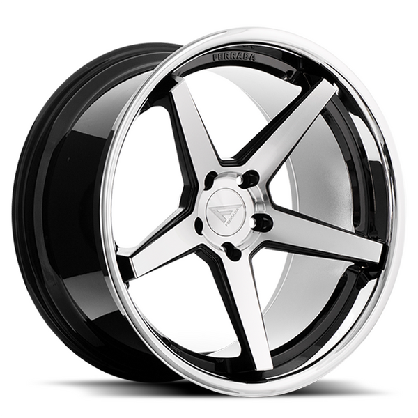 Ferrada Wheels FR3 Machine Black / Chrome Lip 22x9 5x108 ET40 63.5 Mid Concavity