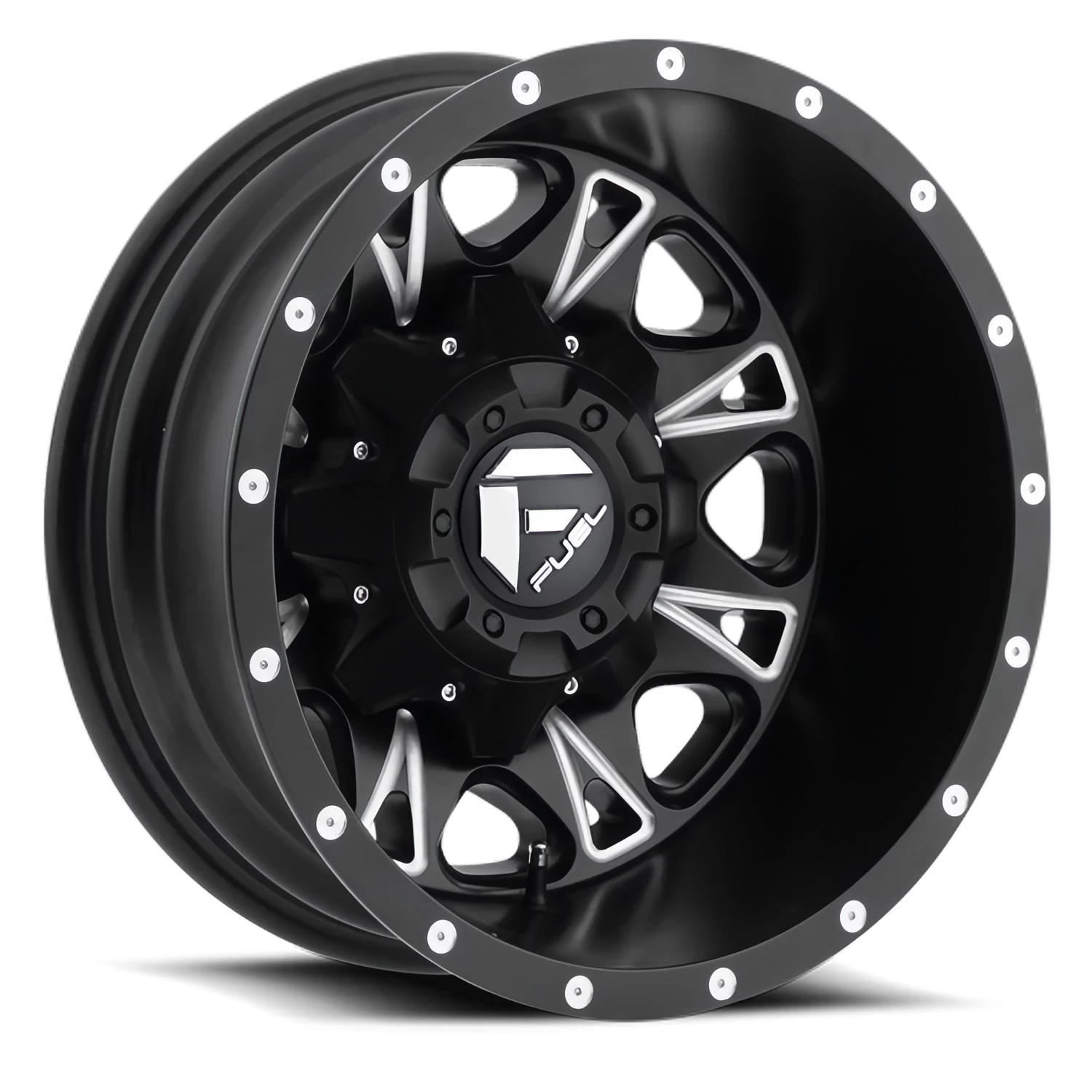 Fuel Throttle Dually 17x6.5" 8x200mm 142mm CB -129mm Black Milled