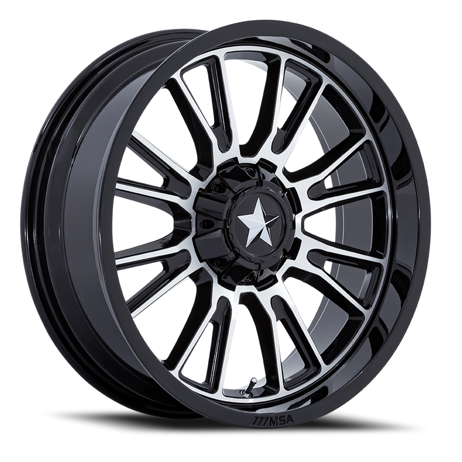 MSA Thunderlips 20x7" 5x114.3mm 72.56mm CB 0mm Gloss Black Machined