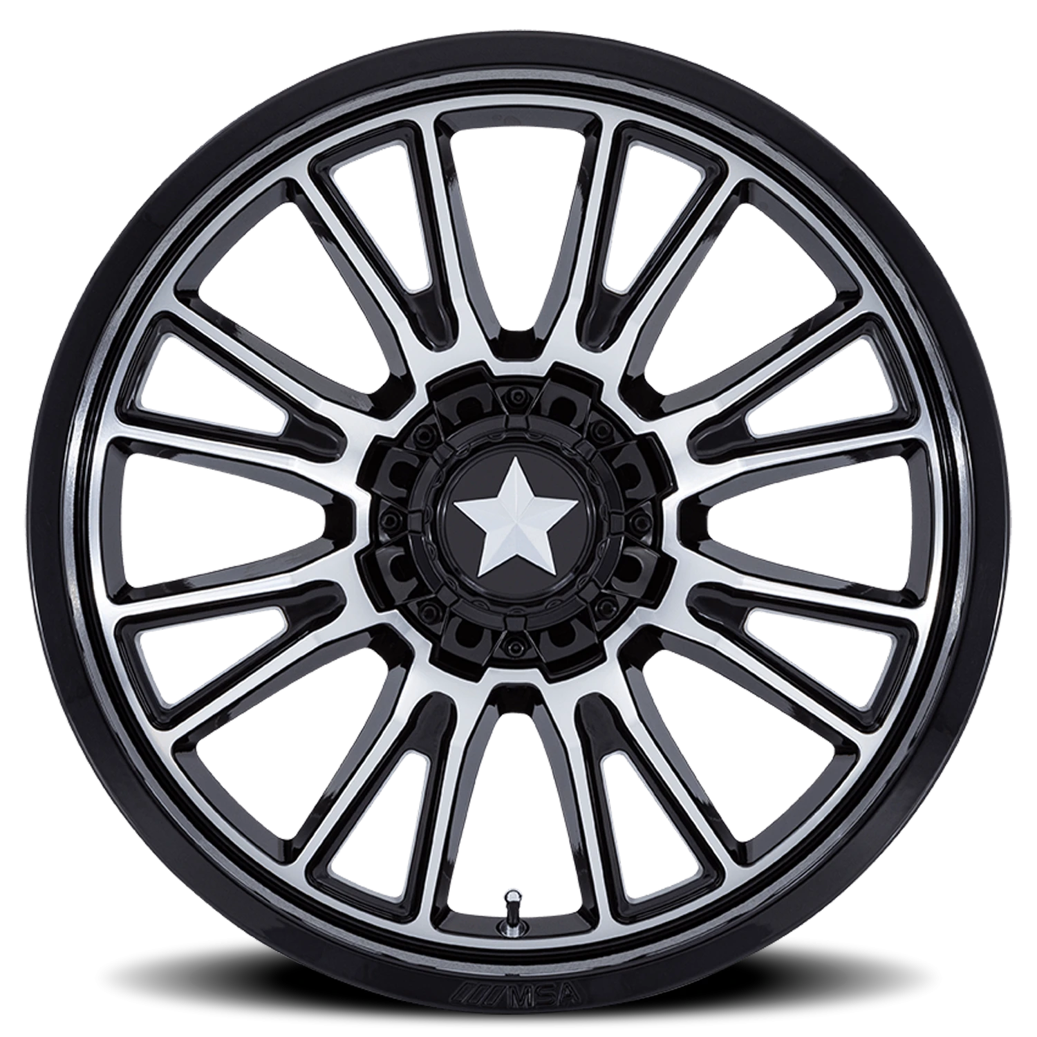 MSA Thunderlips 20x7" 5x114.3mm 72.56mm CB 0mm Gloss Black Machined