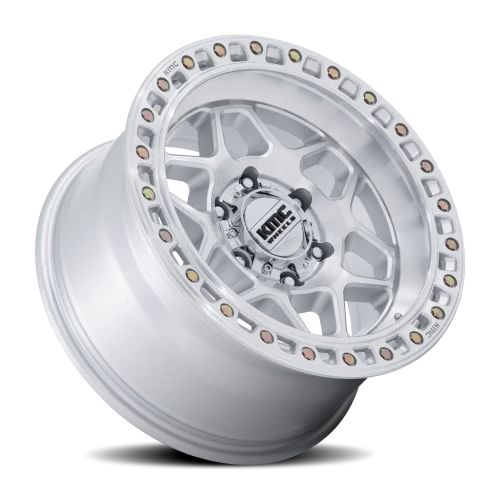 KMC Torx 17x8.5" 6x139.7mm 106.1mm CB +25mm Gloss Silver Machined Face