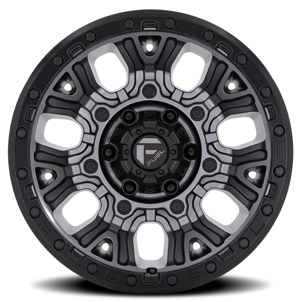 Fuel Traction 20x9 +1 8x165.1mm 125.1mm Matte Gunmetal Black Ring