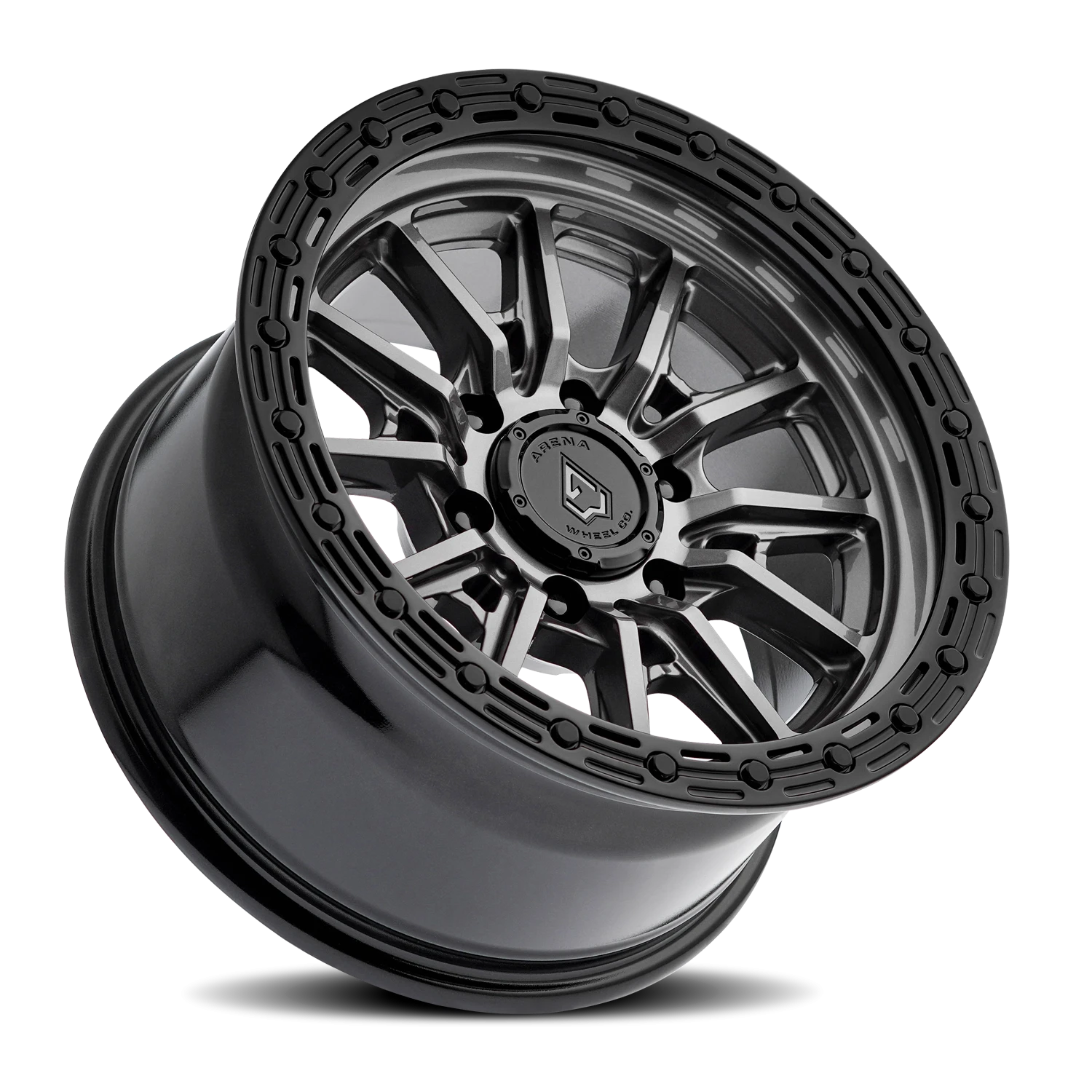 Arena Trek 20x9" 6x139.7mm 106.1mm CB 0mm Gloss Gunmetal Glossy Black Lip