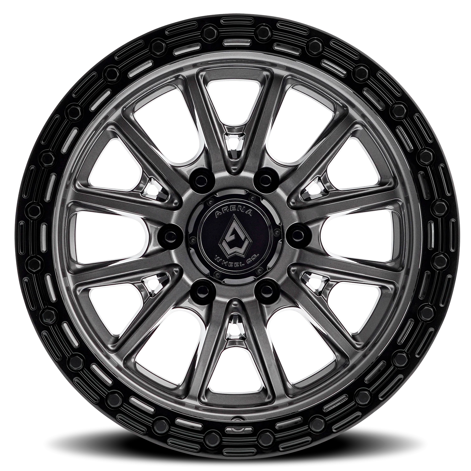 Arena Trek 17x9" 6x139.7mm 106.1mm CB -12mm Gloss Gunmetal Glossy Black Lip