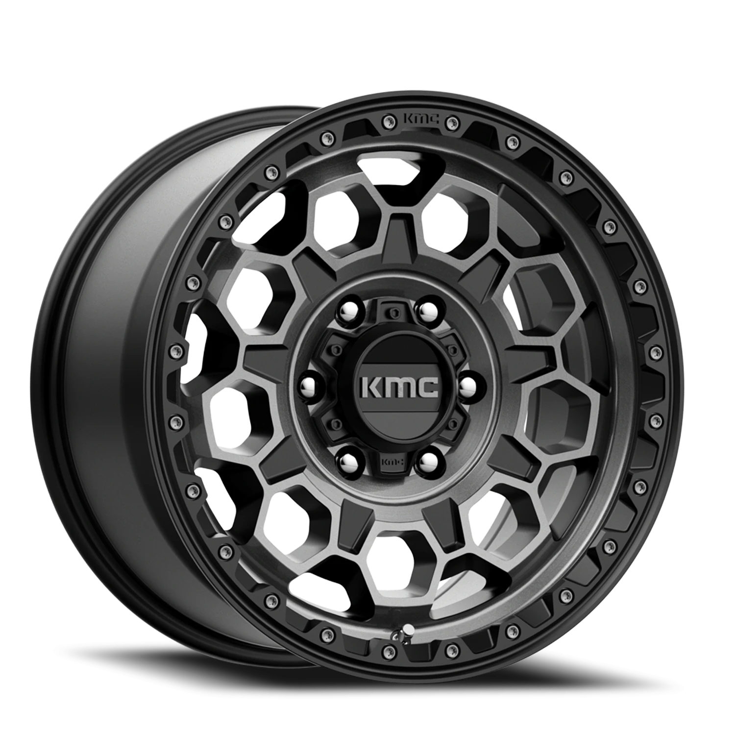 KMC Trek 17x8" 5x114.3mm 72.56mm CB +35mm Satin Black Gray Tint