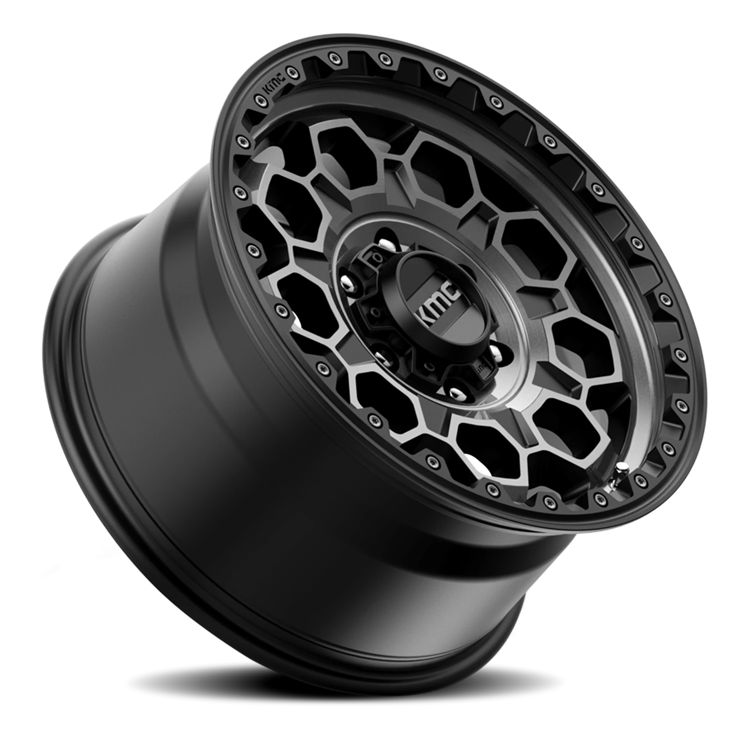 KMC Trek 17x8" 5x114.3mm 72.56mm CB +35mm Satin Black Gray Tint