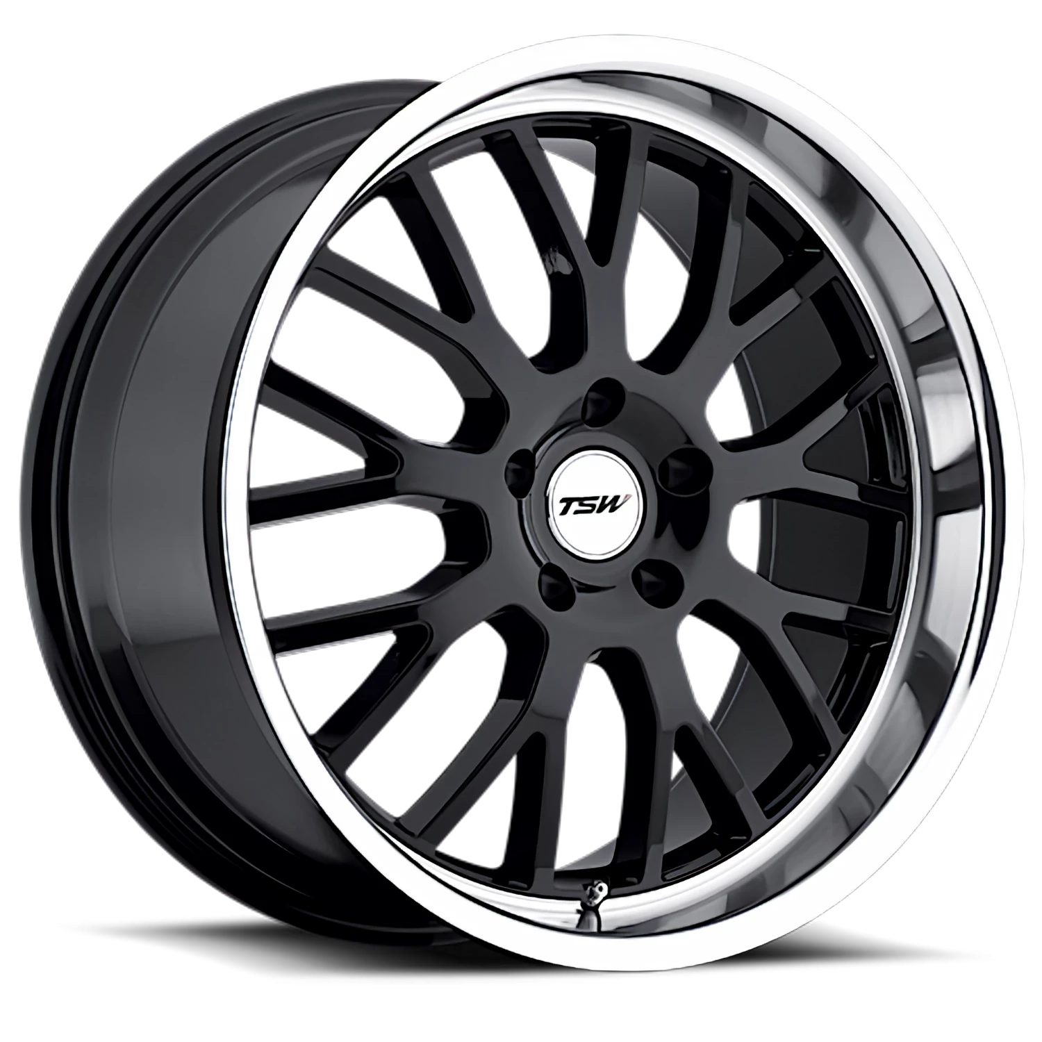 TSW Tremblant 18x9.5" 5x120mm 76mm CB +35mm Gloss Black Mirror Cut Lip