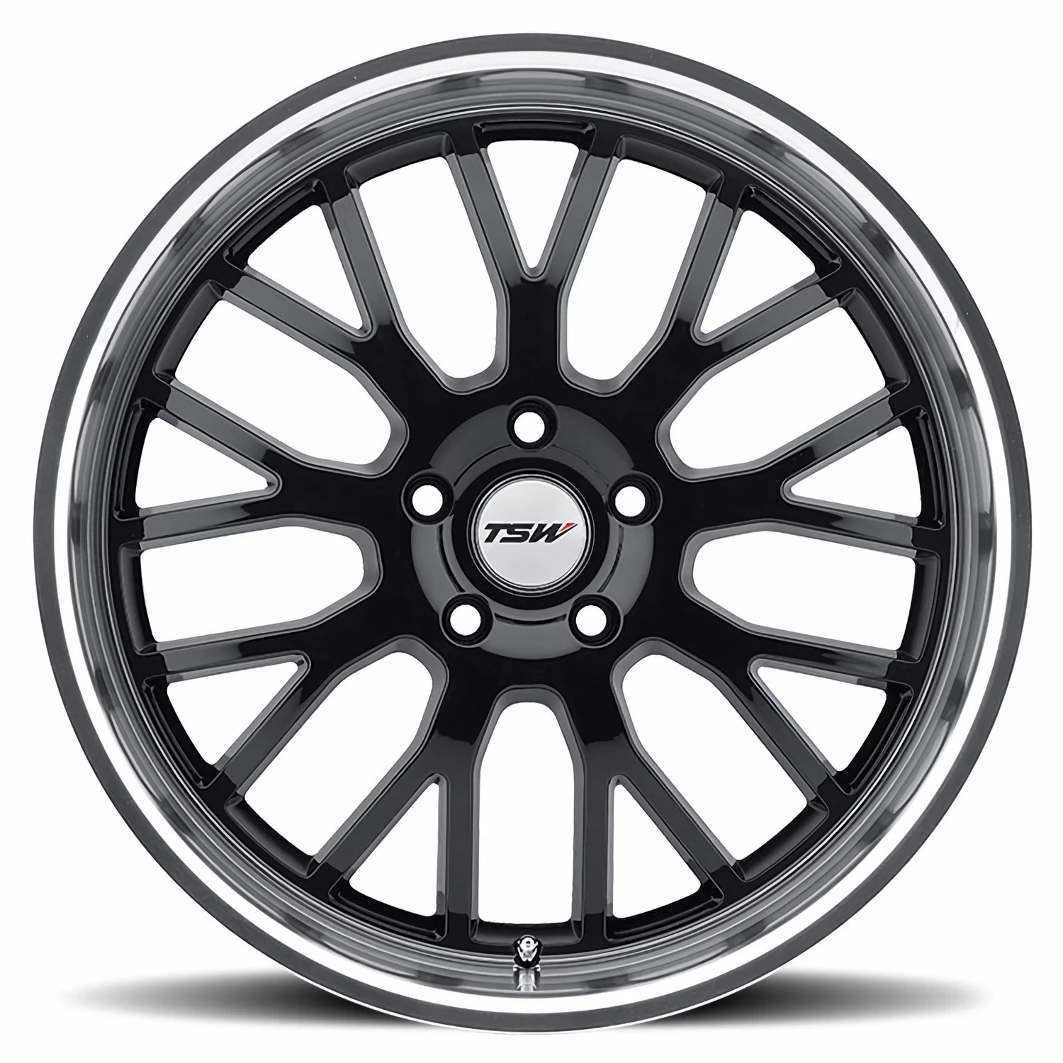 TSW Tremblant 17x8" 5x112mm 72mm CB +32mm Gloss Black Mirror Cut Lip