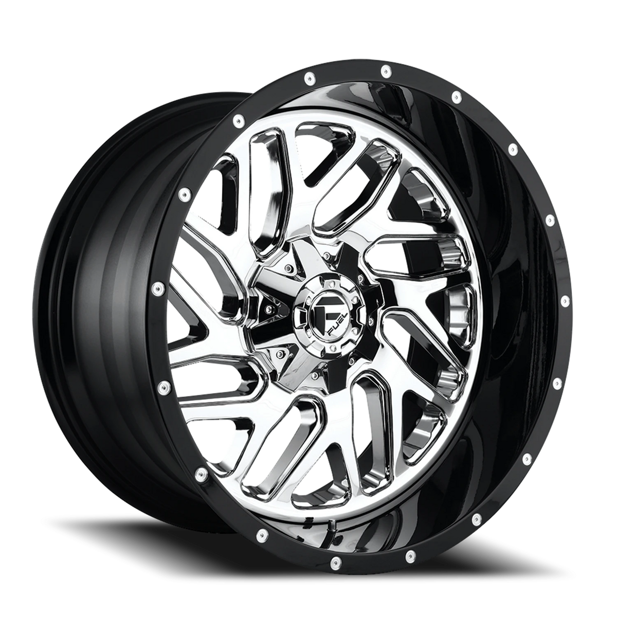 Fuel Triton 20x12 -44 6x135mm 106.3mm Chrome Gloss Black Lip