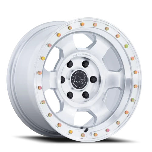 Black Rhino Trooper 17x8.5" 6x139.7mm 106.1mm CB +25mm Gloss Silver Machined Face