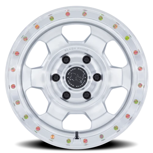 Black Rhino Trooper 17x8.5" 6x139.7mm 106.1mm CB +25mm Gloss Silver Machined Face