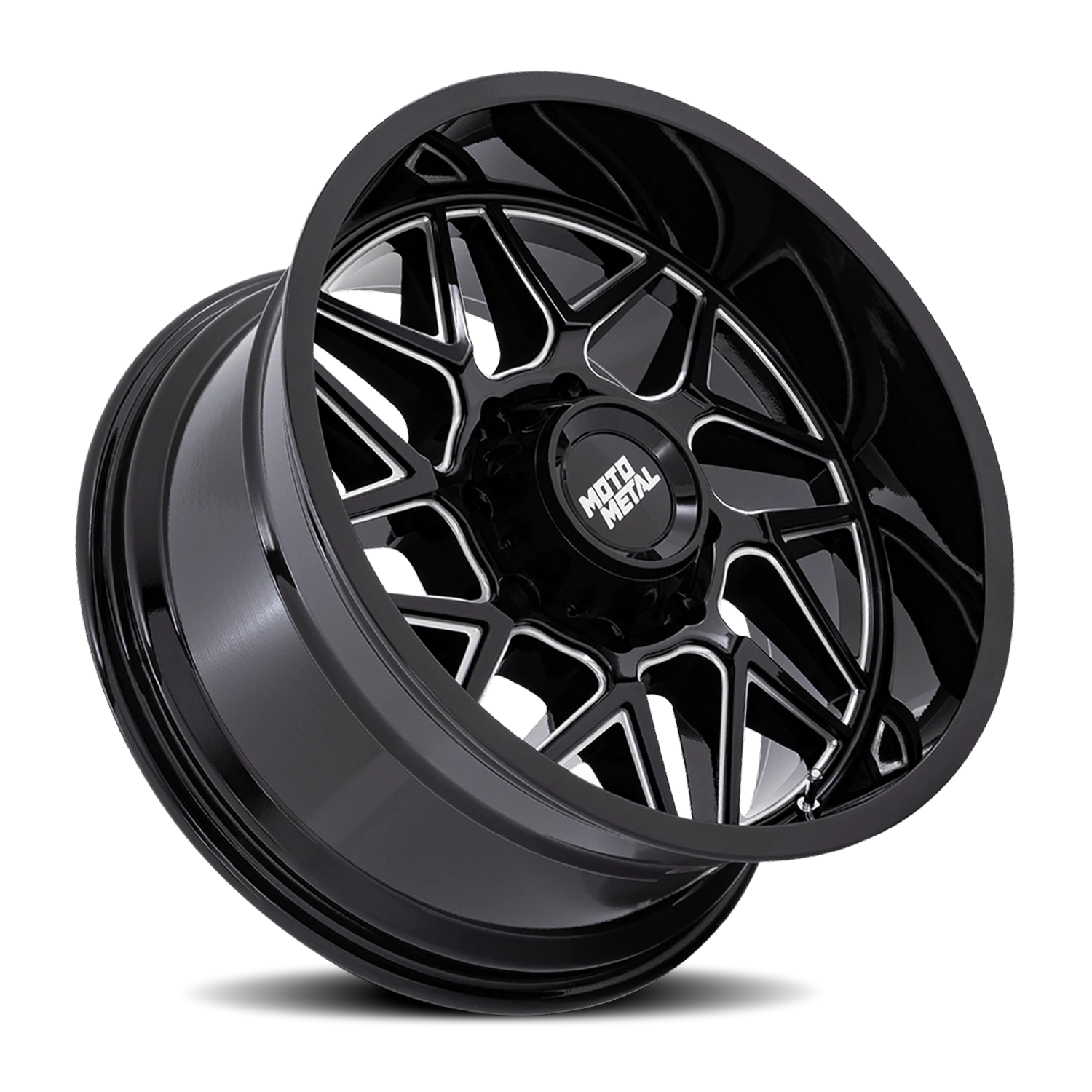 Moto Metal Turbine MO812 20x10" 5x127mm 71.5mm CB -18mm Gloss Black Milled