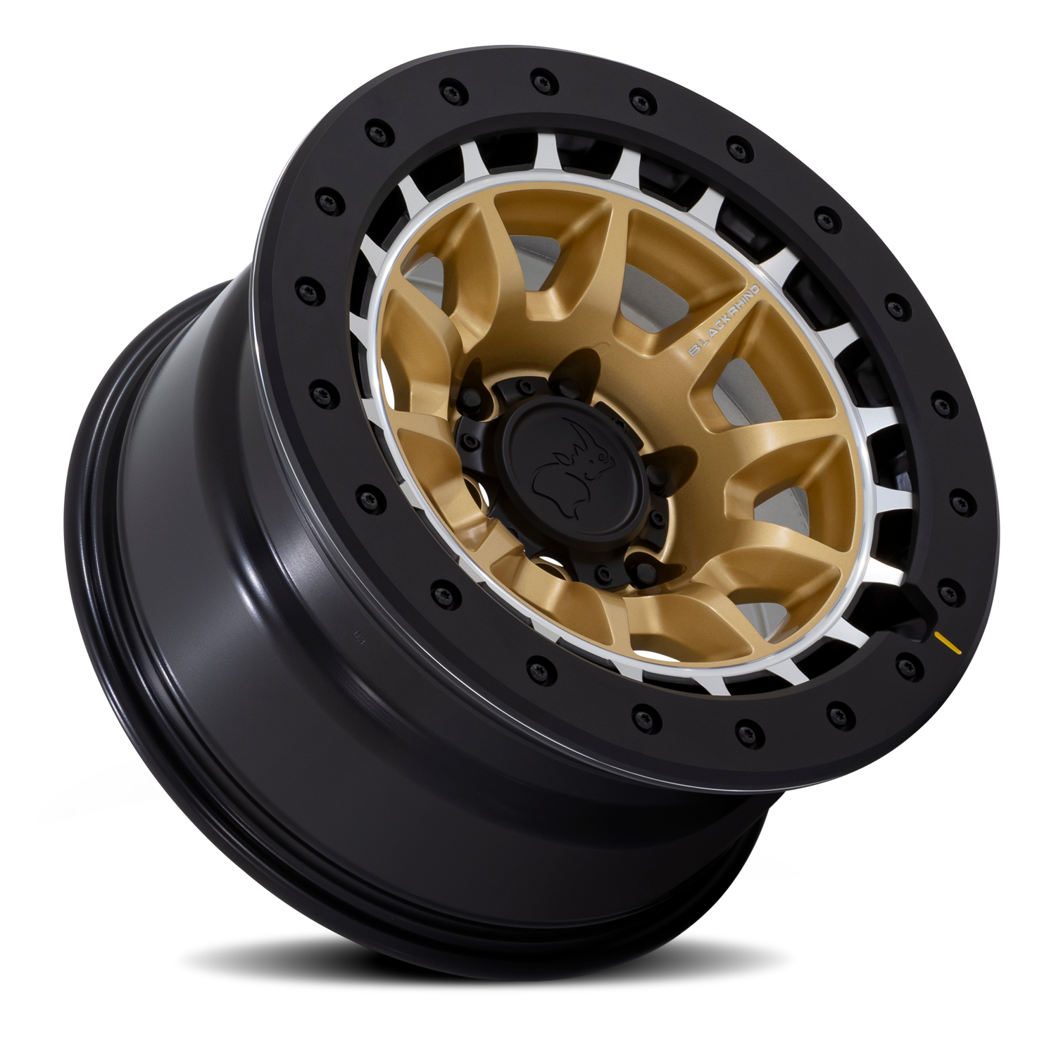 Black Rhino Tusk 17x8.5" 6x114.3mm 66.06mm CB 0mm Matte Gold Machined Ring