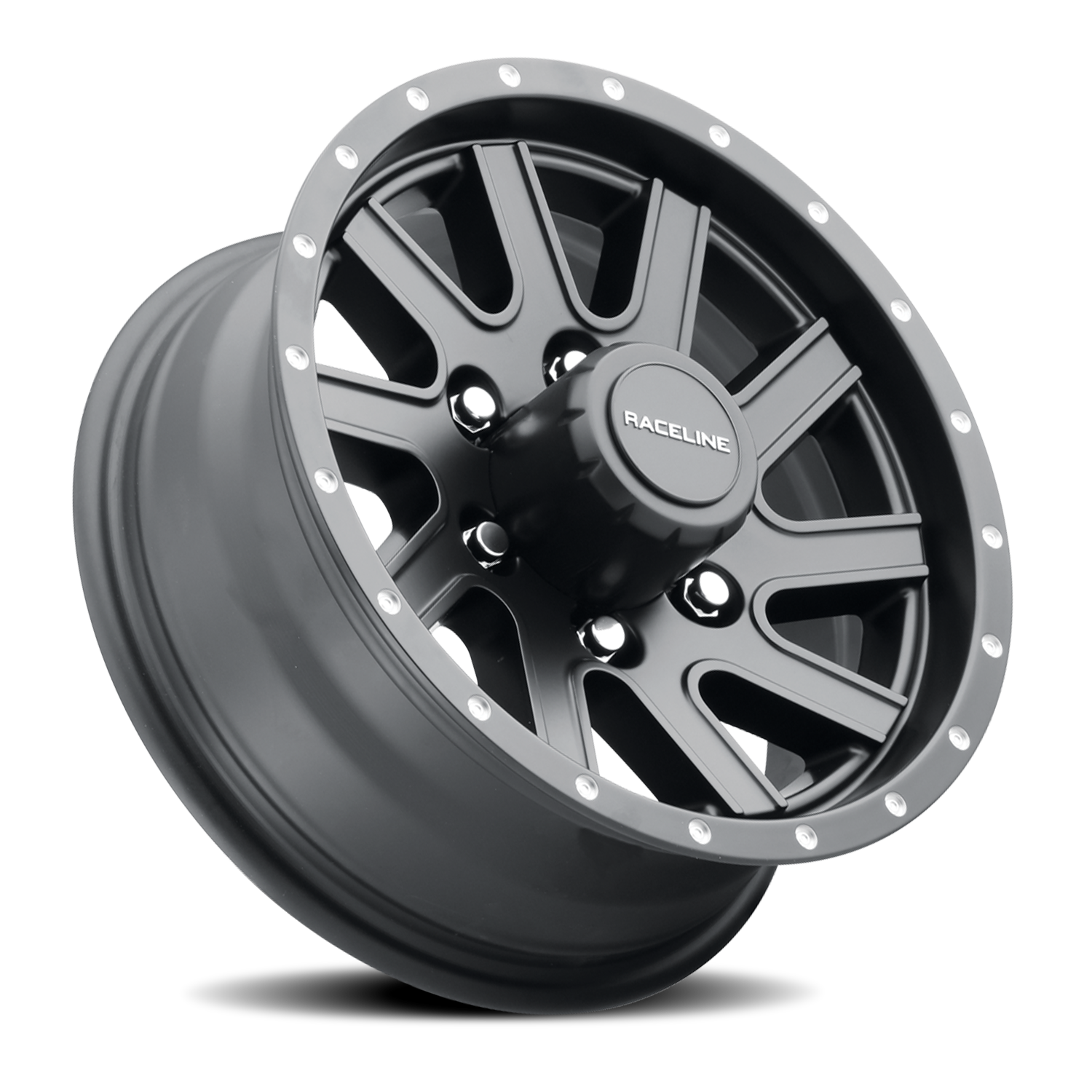 Raceline Twisted Trailer 820MB 16x6 +0 8x165.1mm 124.46mm Matte Black Milled Rivets