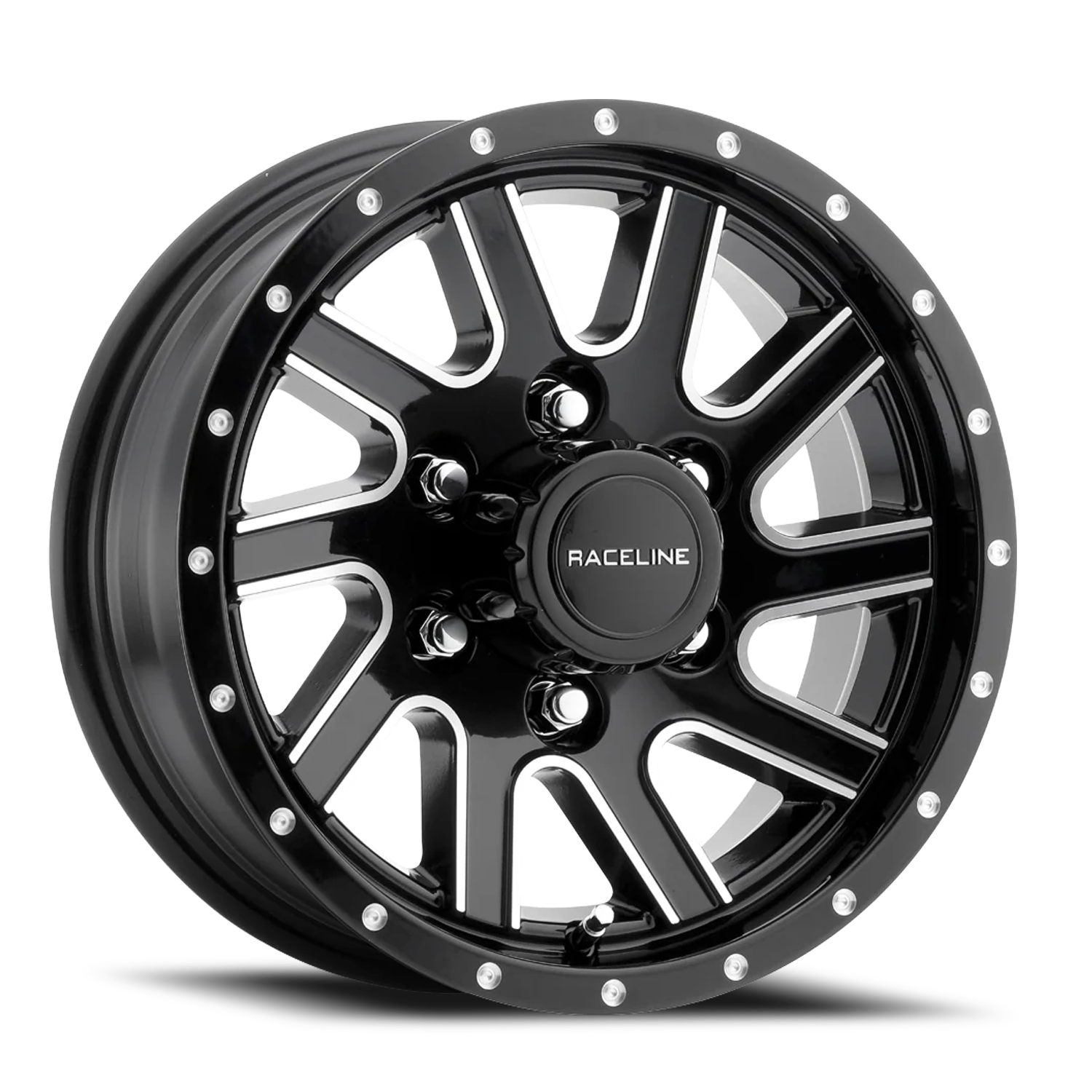 Raceline Twisted Trailer 15x6" 6x139.7mm 107.95mm CB 0mm Gloss Black Machined