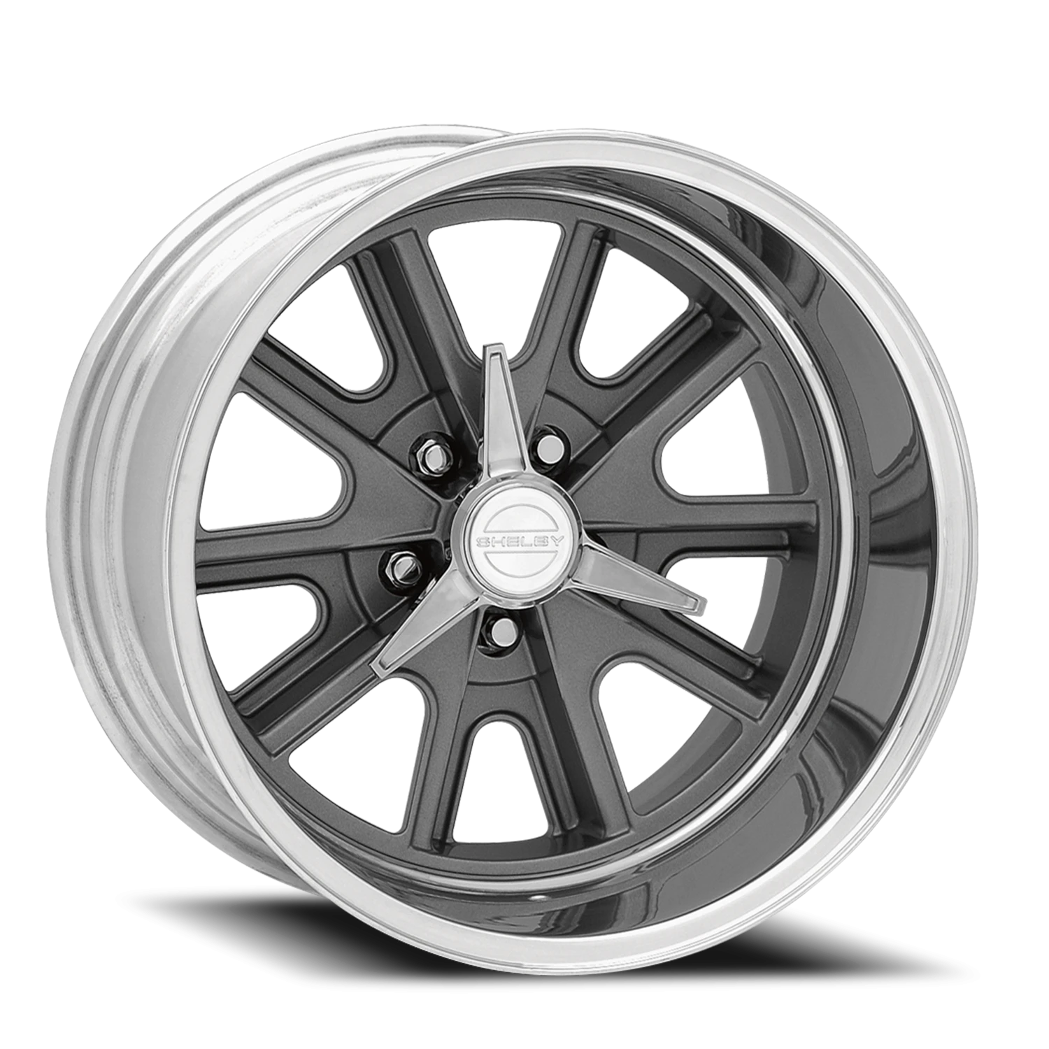 American Racing Shelby Cobra 17x9.5" 5x114.3mm 72.6mm CB -32mm Mag Gray Center Polished Barrel
