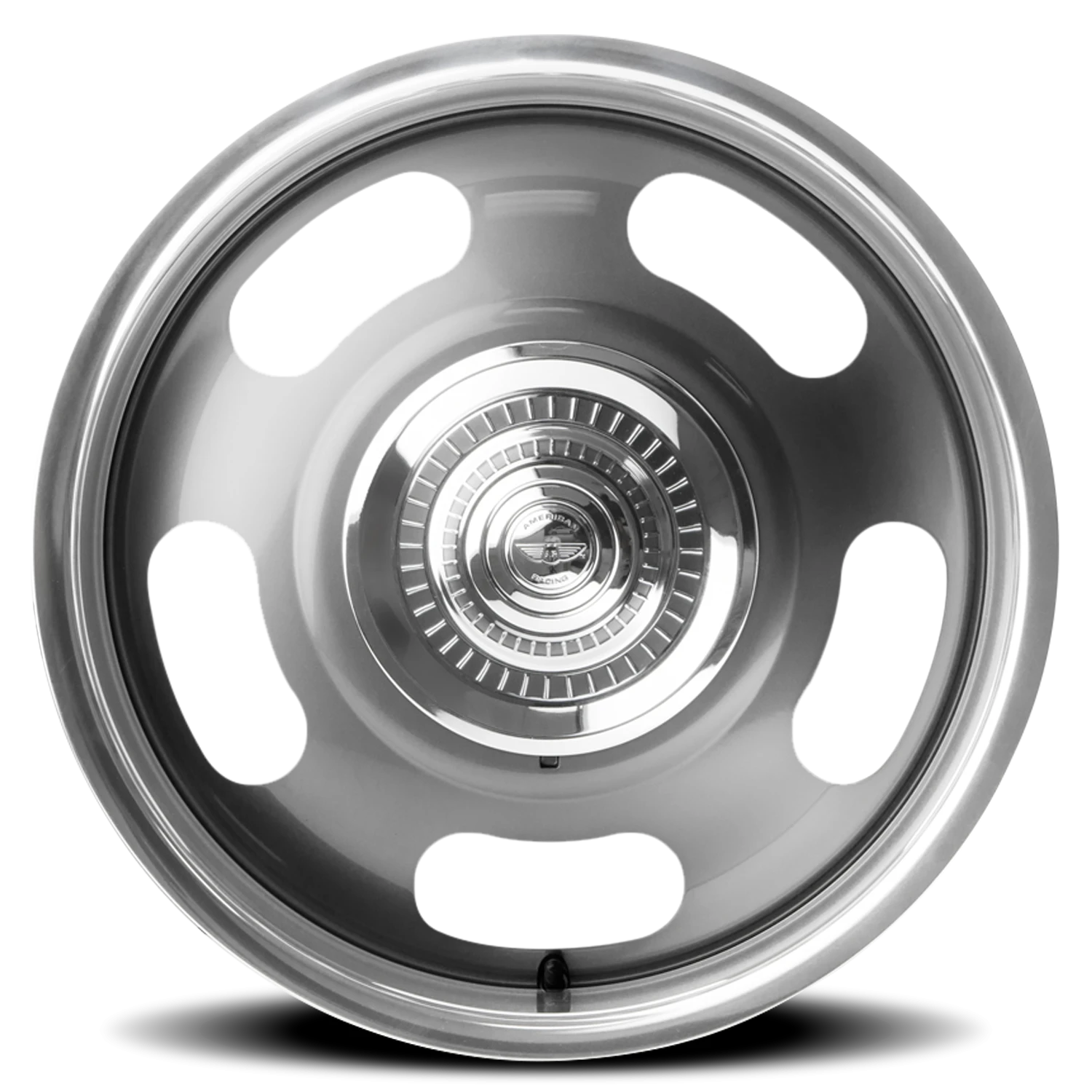 American Racing Rally 17x7" 5x120.65mm 78.3mm CB 0mm Mag Gray Polished Lip