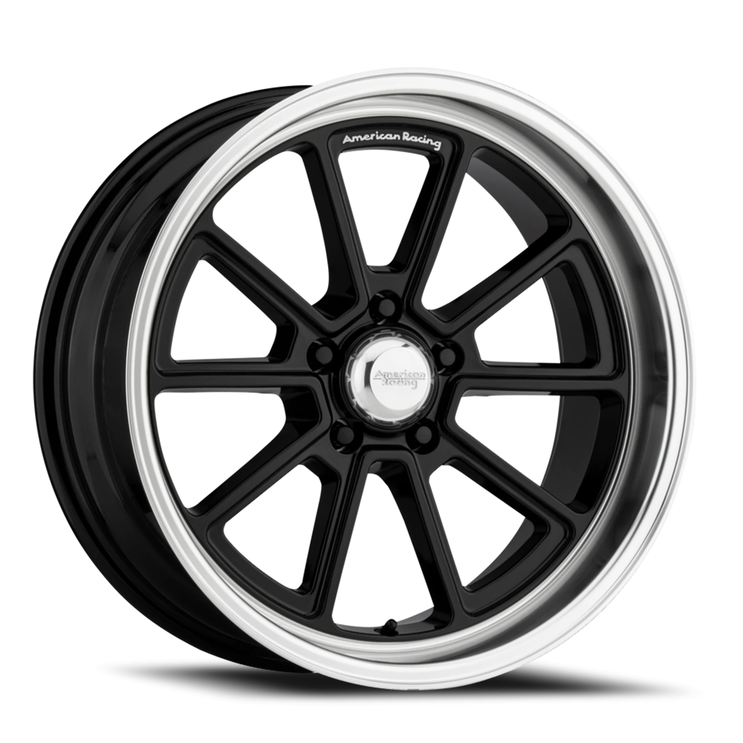 American Racing Draft 18x10" 5x127mm 78.3mm CB 0mm Gloss Black Diamond Cut Lip