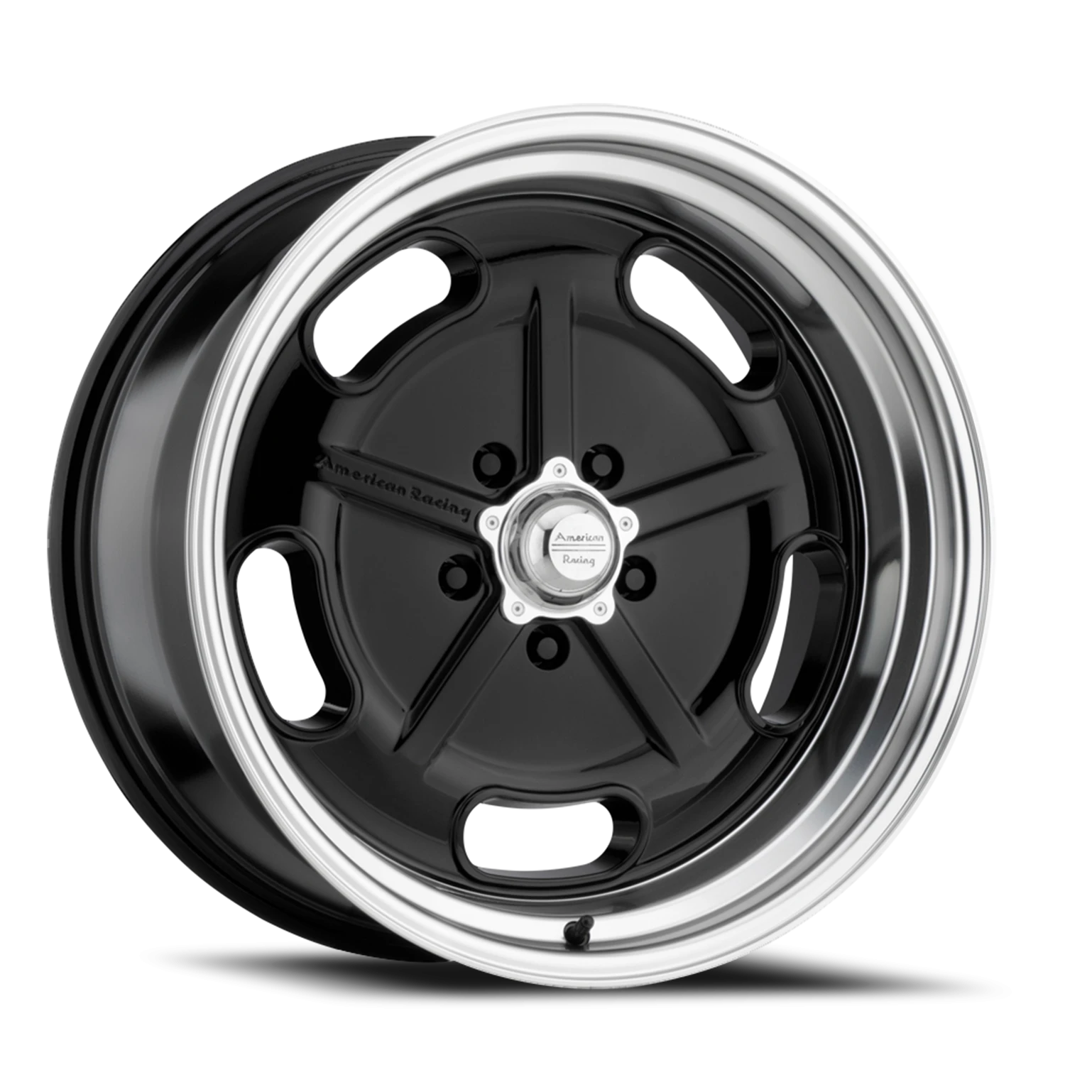 American Racing Salt Flat 17x8" 5x120.65mm 72.6mm CB 0mm Gloss Black Diamond Cut Lip