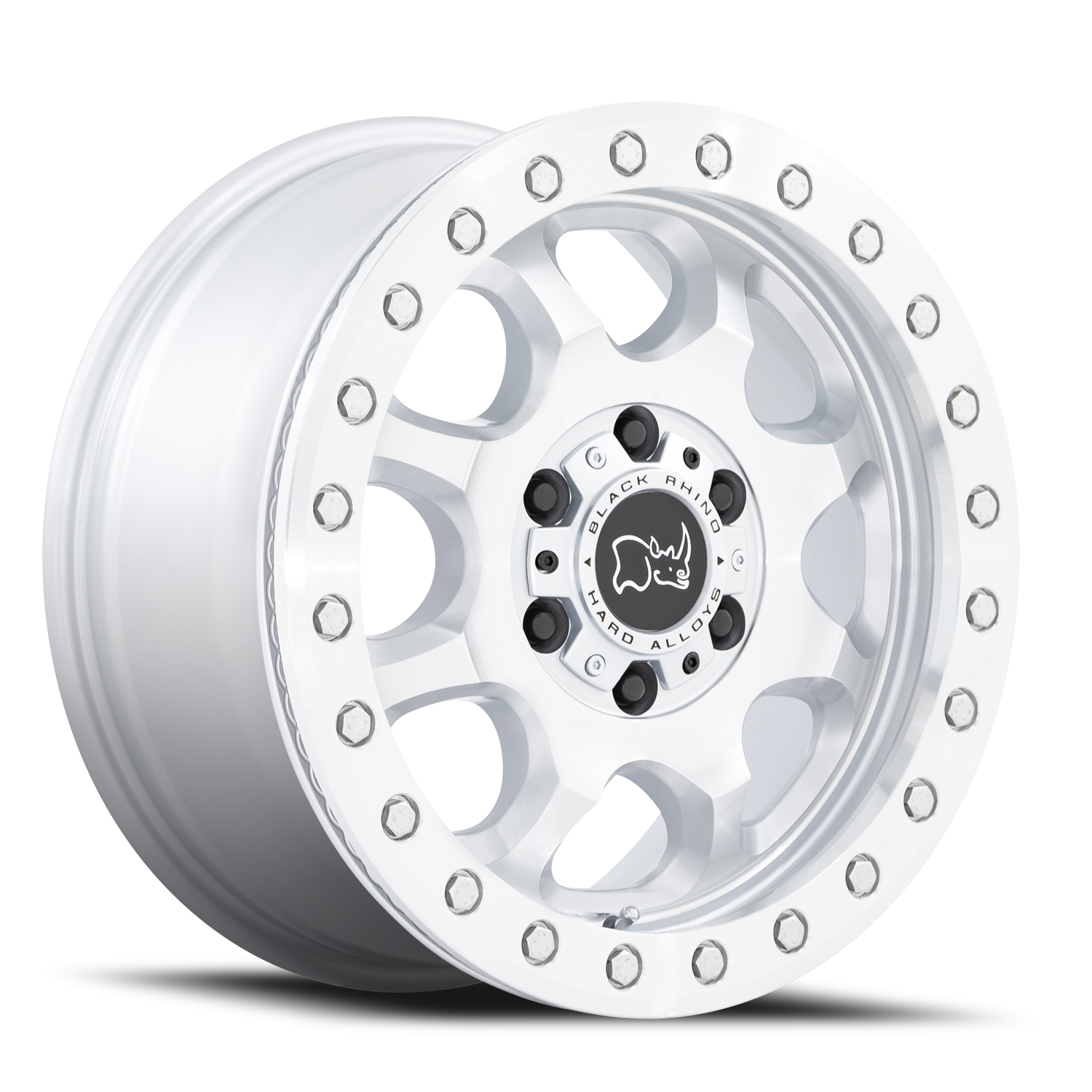 Black Rhino Venture 17x8" 6x130mm 84.1mm CB +38mm Gloss Silver Machined Face
