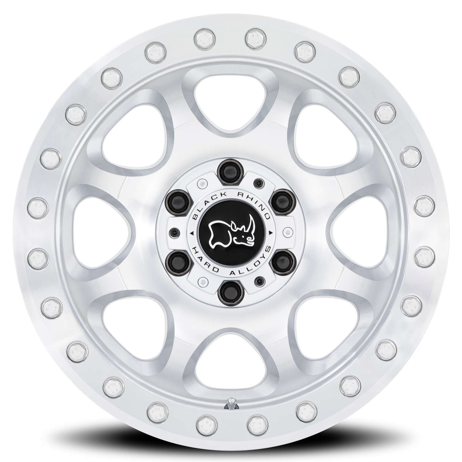 Black Rhino Venture 17x8" 6x130mm 84.1mm CB +38mm Gloss Silver Machined Face