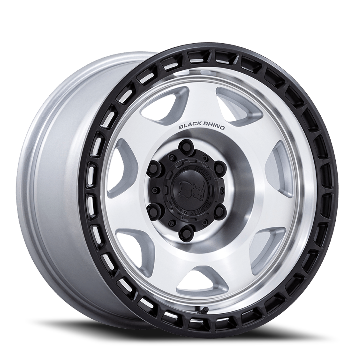 Black Rhino Voyager 17x8.5" 6x139.7mm 106.1mm CB -10mm Machined Silver Matte Black Lip
