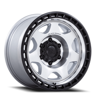 Black Rhino Voyager 17x8.5" 6x139.7mm 106.1mm CB -10mm Machined Silver Matte Black Lip