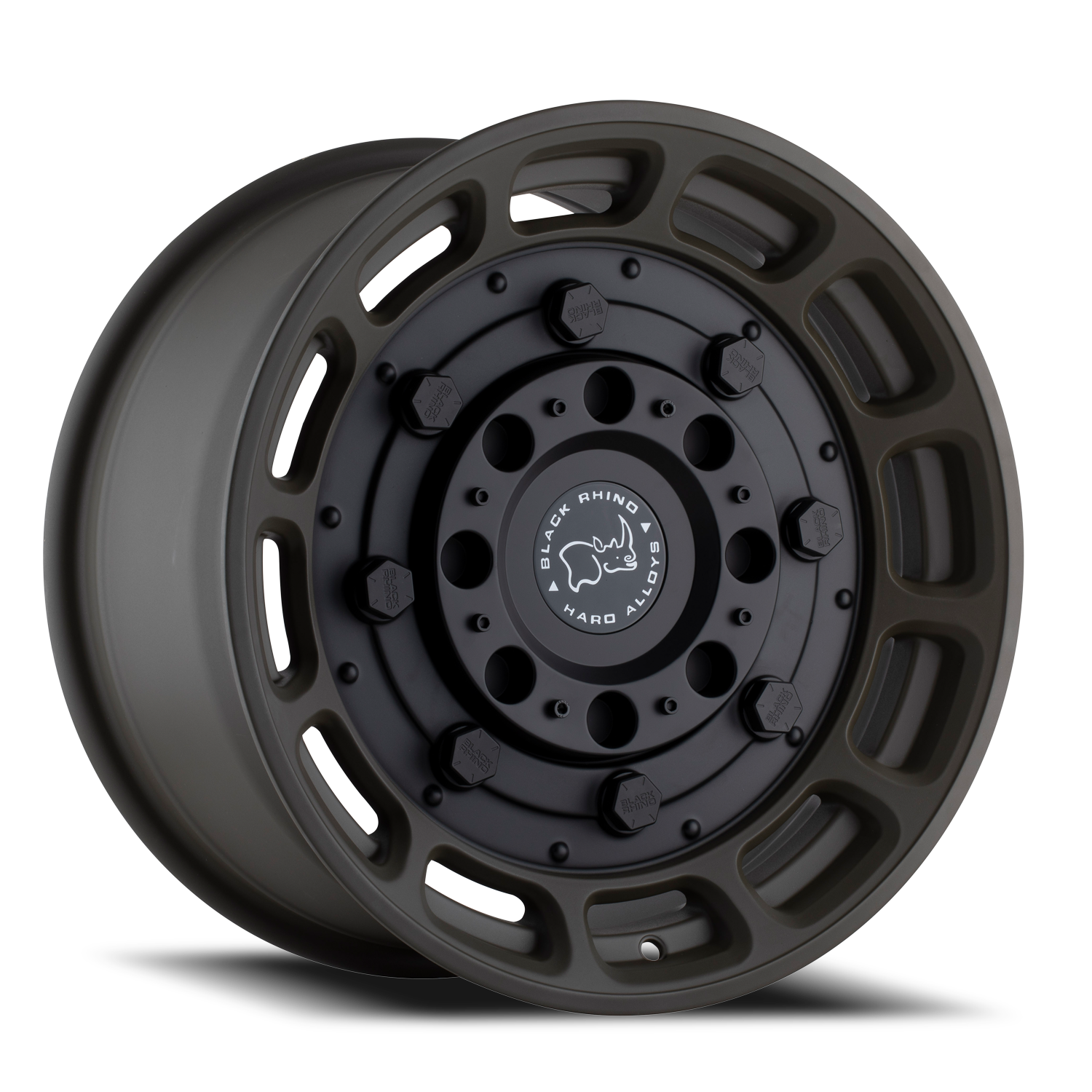 Black Rhino Warthog 20x9.5" 5x127mm 71.6mm CB +2mm Matte Olive Drab Green Black Center
