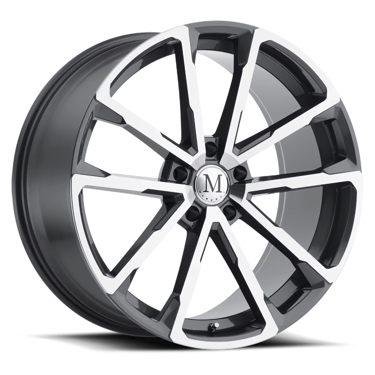 Mandrus Wolf 22x10.5" 5x130mm 84.1mm CB +35mm Gloss Gunmetal Mirror Cut Face