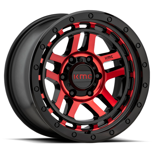 KMC Wheels KM540 RECON - Gloss Black Machined W/ Red Tint - Wheel Warehouse
