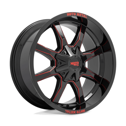 <b>Moro Metal Wheels</b> MO970 -<br> Gloss Black Milled W/ Red Tint & Moto Metal On Lip