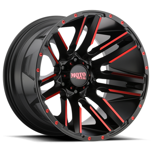 Moro Metal Wheels MO978 RAZOR - Satin Black Machined W/ Red Clear Coat - Wheel Warehouse