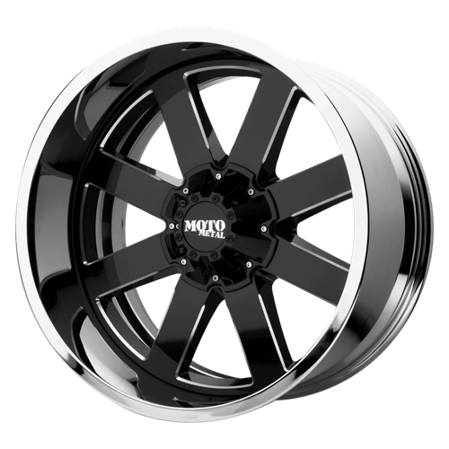 Moro Metal Wheels MO200 - Gloss Black Milled Center W/ Chrome Lip - Wheel Warehouse