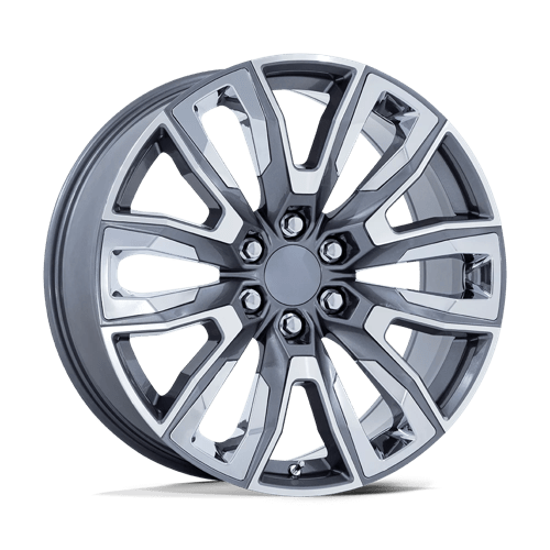 <b>Performance Replica Wheels</b> PR225 -<br> Gloss Gunmetal Mach W/ Chr Acc - Wheel Warehouse