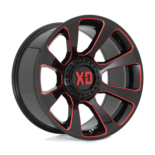 XD Wheels XD854 REACTOR - Gloss Black Milled W/ Red Tint - Wheel Warehouse