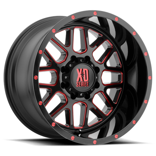 <b>XD Wheels</b> XD820 GRENADE -<br> Satin Black Milled W/ Red Tinted Clear Coat