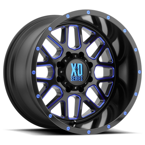 <b>XD Wheels</b> XD820 GRENADE -<br> Satin Black Milled W/ Blue Tinted Clear Coat