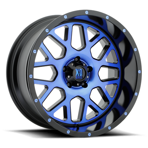 <b>XD Wheels</b> XD820 GRENADE -<br> Satin Black Mach Face W/ Blue Tinted Clear Coat