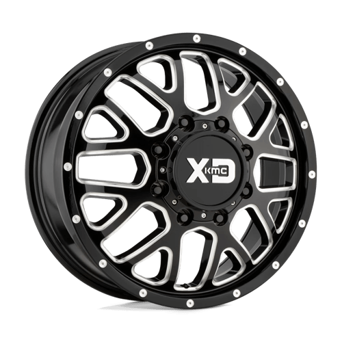 XD Wheels XD843 GRENADE DUALLY - Gloss Black Milled - Front - Wheel Warehouse