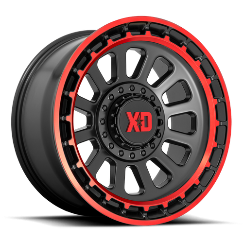 <b>XD Wheels</b> XD856 OMEGA -<br> Satin Black Machined Lip W/ Red Tint
