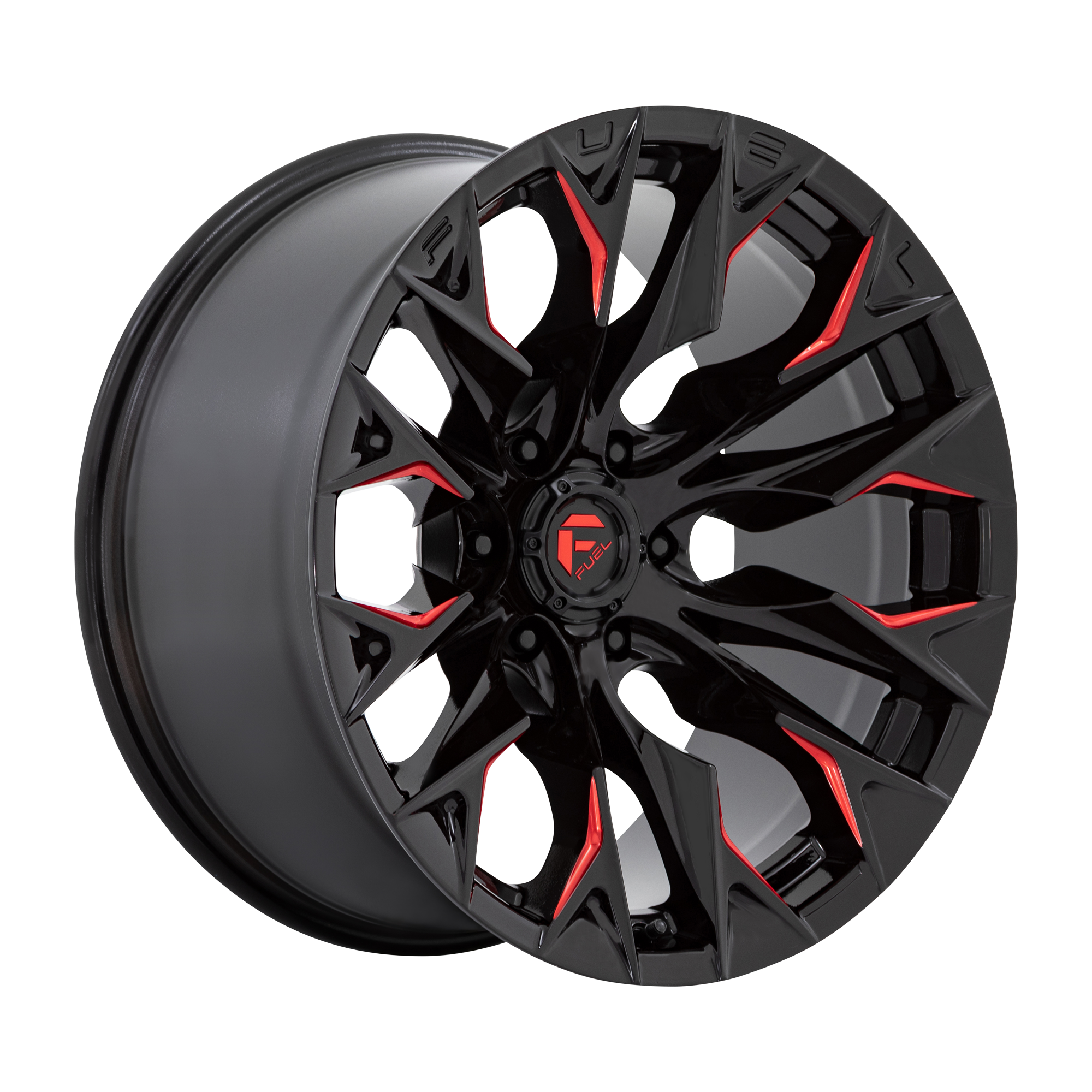 Fuel Wheels D823 FLAME - Gloss Black Milled W/ Candy Red - Wheel Warehouse